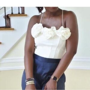 Anthropologie White Corset Flower Top 🪽🤍